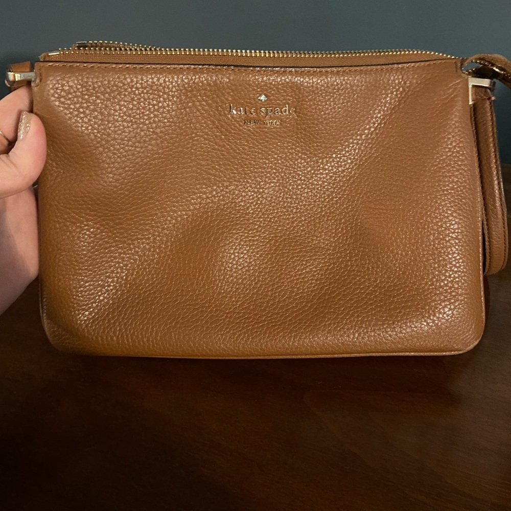 Kate Spade Brown Leather Satchel Crossbody Purse Bag